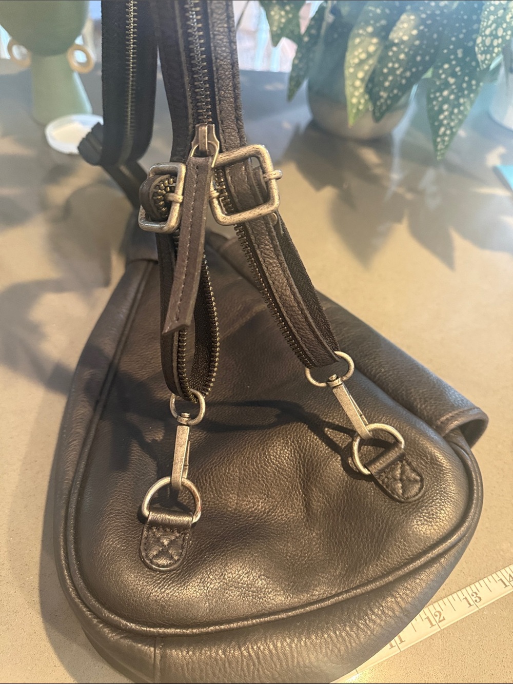 Free People black Leather Sling Belt Bag with Buckle - Picture 8 of 9